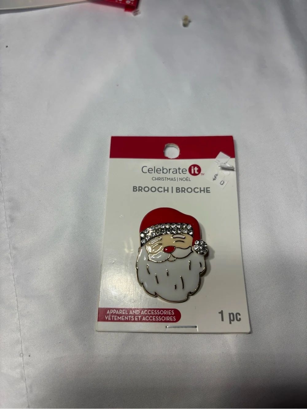 New Celebrate It Santa Brooch - Red & White Holiday Pin